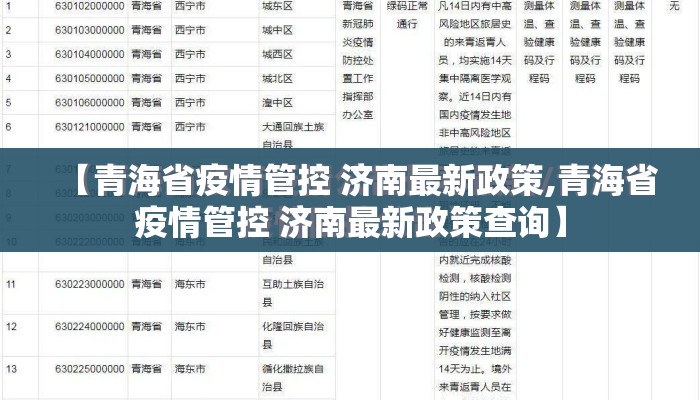 【青海省疫情管控 济南最新政策,青海省疫情管控 济南最新政策查询】