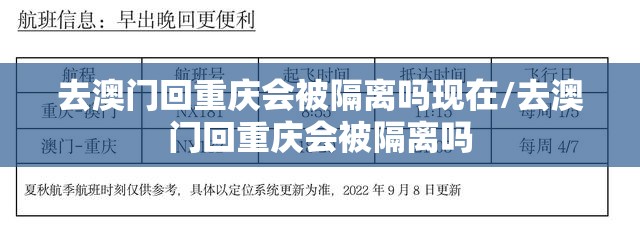 去澳门回重庆会被隔离吗现在/去澳门回重庆会被隔离吗