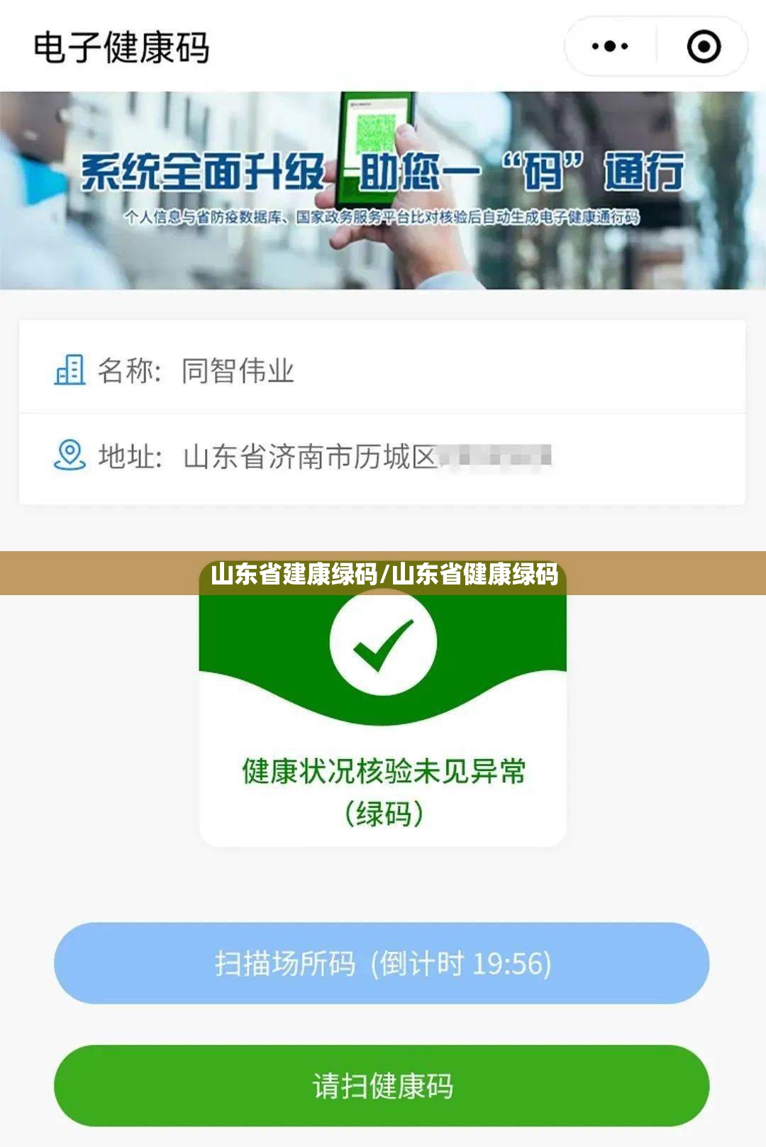 山东省建康绿码/山东省健康绿码