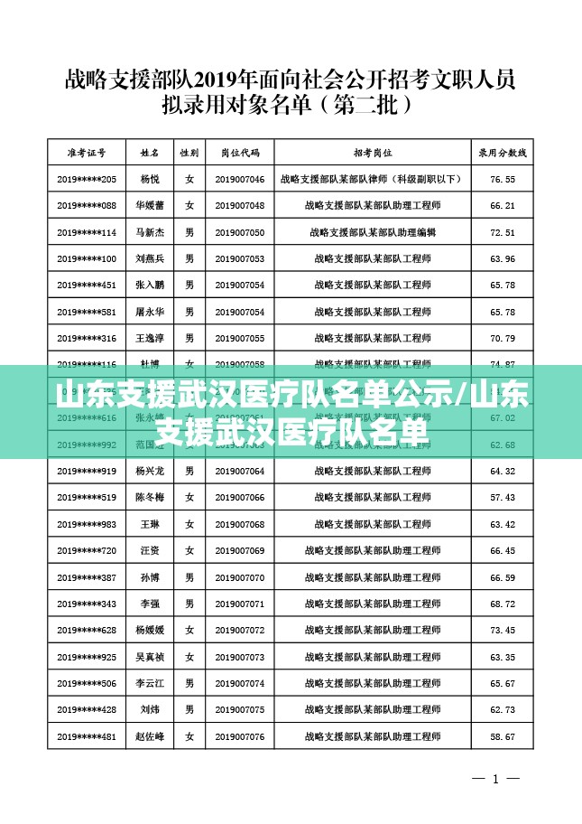 山东支援武汉医疗队名单公示/山东支援武汉医疗队名单