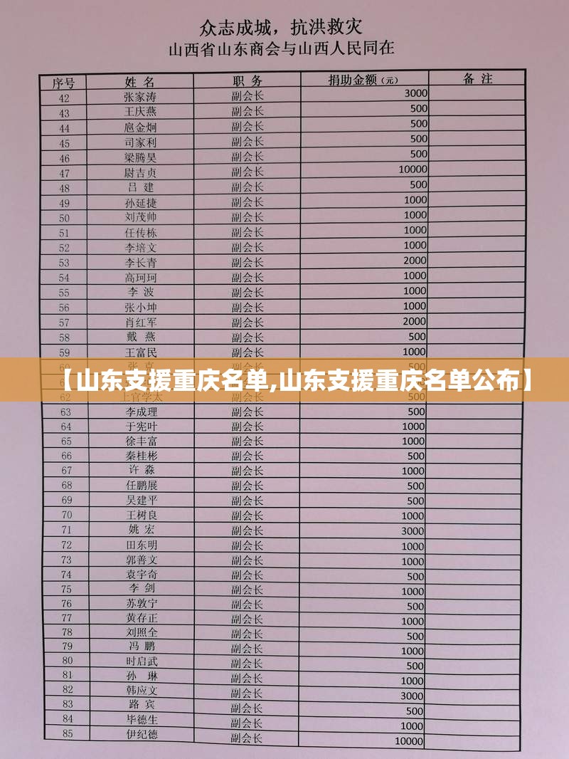 【山东支援重庆名单,山东支援重庆名单公布】