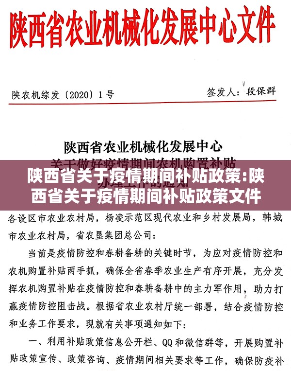 陕西省关于疫情期间补贴政策:陕西省关于疫情期间补贴政策文件
