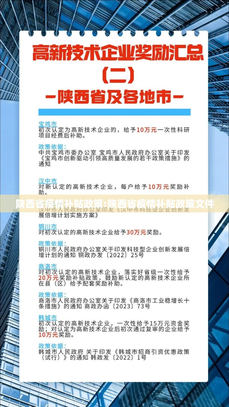 陕西省疫情补贴政策:陕西省疫情补贴政策文件