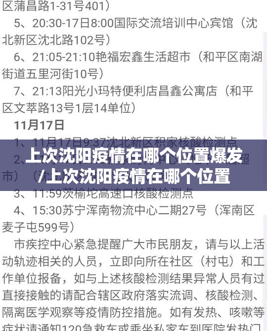 上次沈阳疫情在哪个位置爆发/上次沈阳疫情在哪个位置