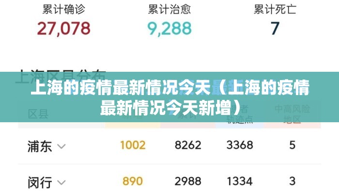 上海的疫情最新情况今天（上海的疫情最新情况今天新增）